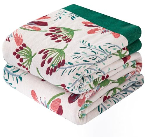 Dormilin Premium Boho Tagesdecke 150x200cm, 100% Baumwolle Doppelseitige Musselin Decke, Kuschelige Sofadecke & Bettüberwurf, Atmungsaktiv für Wohnzimmer und Schlafzimmer