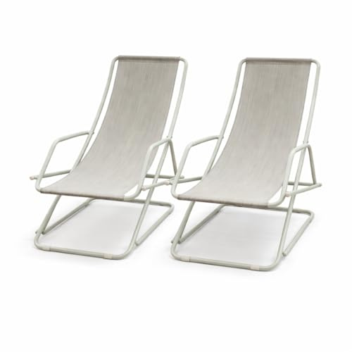 XONE Coppia Sdraio Pieghevoli Gladys in acciaio e textilene| Due sdraio Dondolino Design moderno (Grigio Melange)