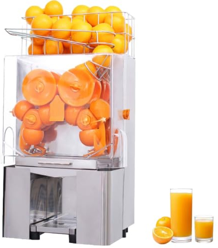 Fully Automatic Commercial Juicer Machine, Orange Juice Machine With Pull-Out Filter Box Commercial Orange Juicer 20-30 Oranges Per Minute, Orange Squeezer Acrylic Cover