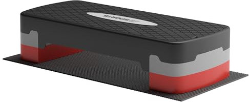 ScSPORTS® Stepper - Höhenverstellbar, 2 Stufen (10/15cm), mit Matte, Rutschfest, bis 120 kg, Schwarz - Aerobic Stepboard, Steppbrett für Zuhause, Fitness, Ganzkörpertraining