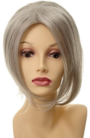 WIG ME UP - Toupet Clip-In Lungo Voluminoso Rinfoltimento circa 30 cm Grigio e Grigio argento L056-51