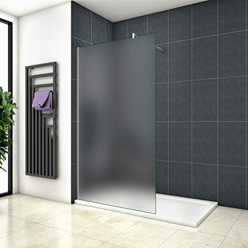 Aica Sanitär Duschwand Walk In Dusche 110cm Duschabtrennung 10mm NANO Milchglas Glas Duschtrennwand 200cm Höhe Splitterschutzfolie