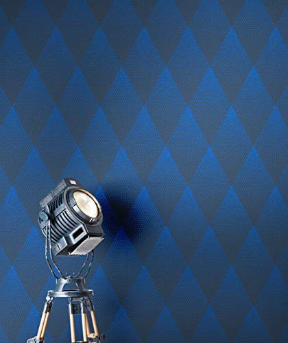 NEWROOM Tapete Blau Vlies Geometrisch - Modern Rauten Punkte Glänzend für Wohnzimmer Schlafzimmer