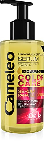 Cameleo - Sérum capillaire à l'huile Marula - Réparateur de couleur pour cheveux abîmés, secs, décolorés - Sur cheveux secs et mouillés - Sans rinçage - Sans paraben - 150 ml