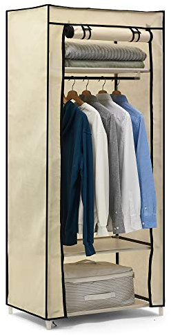 Single Canvas Wardrobe Portable Wardrobe for Bedroom 160 x 59 x 43CM