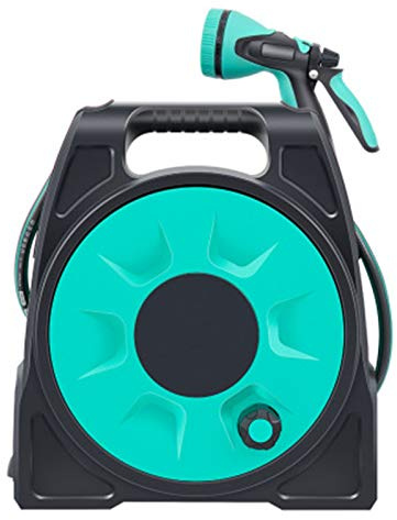 Enrollador de Manguera de Jardin, Carrete de Manguera Retráctil Automático, 9 Modos de Pulverización 180° Giratorio Carrete portamanguera para Riego de Jardín Lavado de Autos,20m