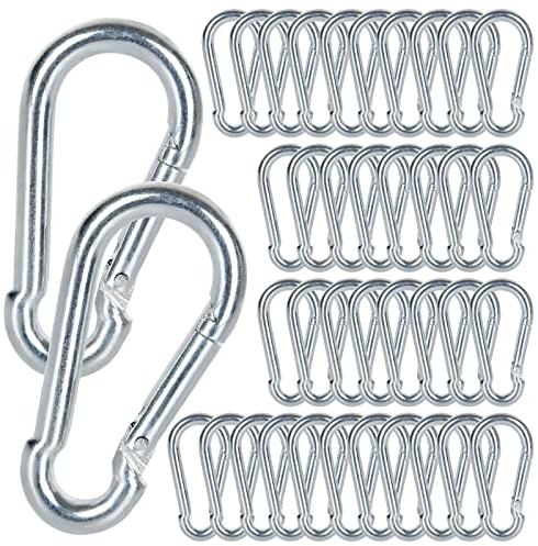 SENENQU Karabinerhaken M5, 60 Stück Karabiner Galvanisch - Edelstahlkarabinerhaken Tragfähigkeit 100 kg/220 lb, 304 Haken Karabinerhaken Haken Schaukel - 50mm x φ5 mm