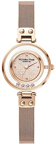 VICTORIA HYDE Damen Uhren Kleines Grünes Zifferblatt Analog Quarz Armbanduhr mit Edelstahlarmband(Gold-Gold)