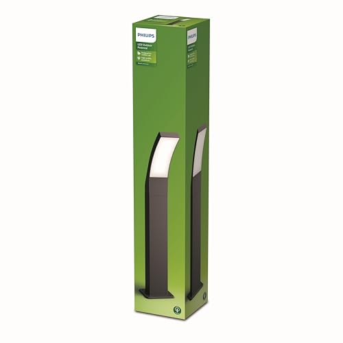 Philips LED Splay Outdoor Pedestal Pathway Light [Warm White - Anthracite Grey] Water Resistant IP44, For Garden, Patio and Terrace Lighting.