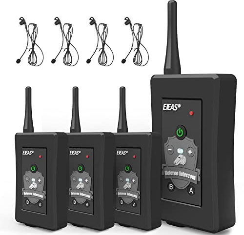 EJEAS FBIM Interphone Bluetooth Professionnel de Football interphone 4 Personnes Ultra Longue Distance de 1500 m, Fonction de réduction du Bruit CVC (4 Paquets)