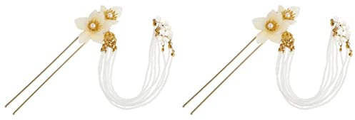 LALAFINA 2piezas Tocado De Flores Vintage Horquilla De Borlas Accesorio De Cabello Elegante Horquilla De Aleación Para Mujer