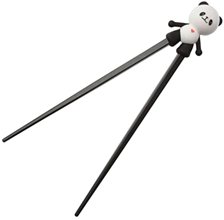 1pair Chic Panda Chopsticks Cute Plastic Chopsticks with Silicone Guide Training Connector Aids for Baby Kids