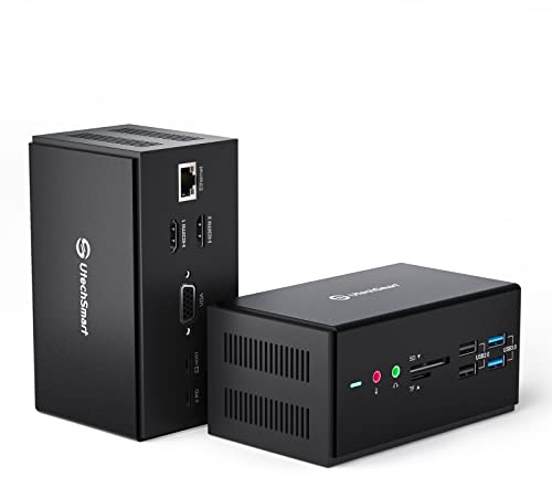 Estación de Acoplamiento USB C, UtechSmart 14 en 1 con Pantalla cuádruple Compatible con MacBook y Windows, Thunderbolt Docking Station con Cable USB-A y USB-C (2HDMI, VGA, PD3.0, RJ45, 4 USB-A,