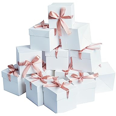 GP SUP Geschenkbox mit Deckel und Band, 12 Stück, 15x15x15cm | Geeignet für Geschenke,Geburtstage,Jubiläen,Weihnachten, Hochzeiten,Valentinstag,Feiertage und Neujahrsgeschenkboxen