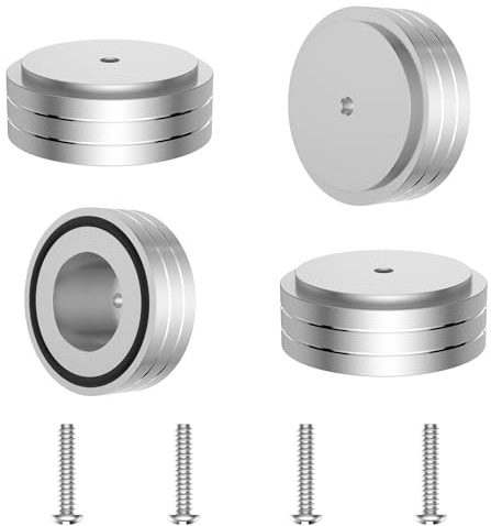 Brollitest 4 Stück HiFi Absorber Füße,Subwoofer Aluminium 58x22mm Lautsprecher Füße Zum Schrauben (Silver)
