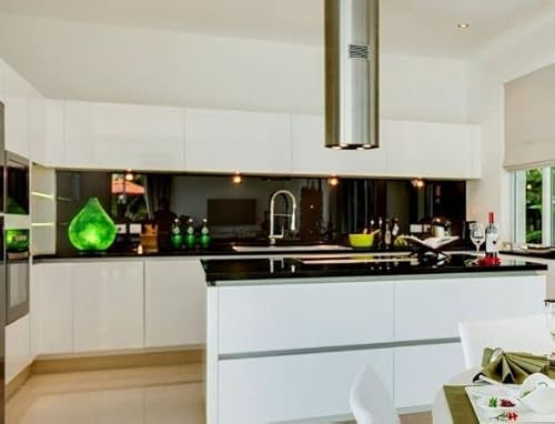 Black Plastic Acrylic Kitchen Bathroom Splashback Like Glass (400mm x 600mm)