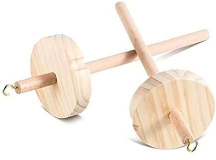 Erpmlyo 2 Stück DIY Drop Spindle Top Quirl Garn Spinner Hand Holzfarbe DIY Drop Spindel für Garnherstellung Garnspindel für Anfänger Nähen