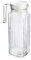 ARA CHOICE Glass Jug Slim 1.2L Pitcher Fridge Door Non Drip Spout Water Juice Cocktail Milk Ribbed Transparent Jug with Lid Water Pitcher Jar Fizzy Beverage Serving Striped Kettle Narrow Door Jug