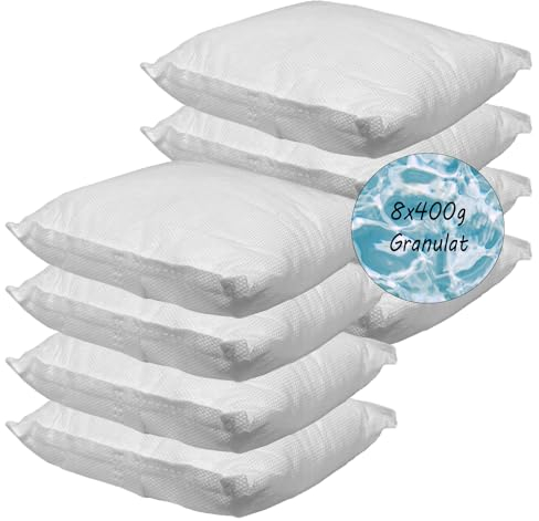 Mojawo 8 confezioni di ricarica da 400 grammi per deumidificatore, sacchetto in tessuto non tessuto, XXL, contenitore granulato, ricarica