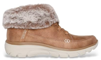 Skechers Women's Easy Going Chilly Standards Slip-On Sneakers, Tan Microleather/Faux Fur, 4 UK