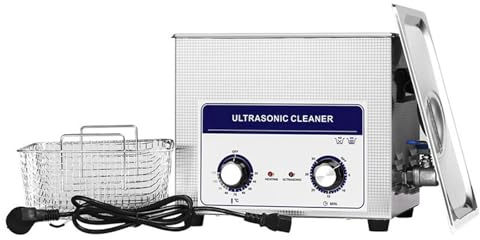 3.2/10L Ultrasonic Cleaner Stainless Steel Ultrasonic Cleaner Bath with Heater Timer Basket for Cleaning Jewelry Brass Hardware,10L