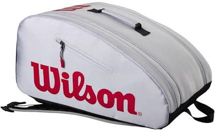 Wilson Super Tour Pickleball-Tasche, für bis zu 3 Paddel, Grau/Rot/Schwarz