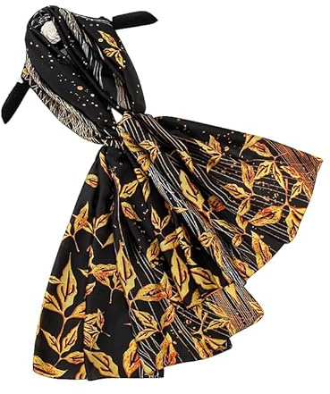Silk Scarf Women Chiffon Black-lea Shawl Stain Neckerchief Long Head Wrap Lightweight Ladies Hijab Belt Vintage Bridal Shawl Chiffon Muslim Cloth floral Christmas Gifts