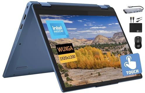 Lenovo Chromebook Flex 3i Spin 2 en 1 Laptop Business (2024), pantalla táctil WUXGA de 12.2 pulgadas, Intel N100 de cuatro núcleos, 4 GB de RAM, 128 GB (64 GB eMMC + tarjeta de 64 GB), cámara web WiFi