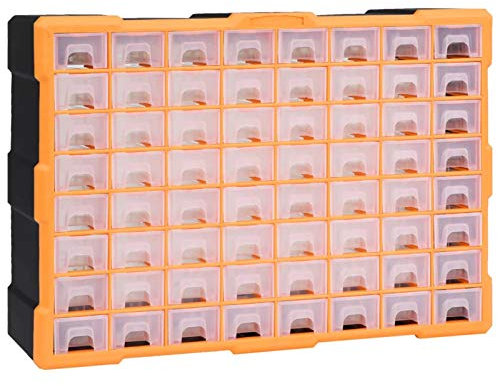 Homgoday Mobile Contenitore con 64 Cassetti 52x16x37,5 cm, Modulare Cassettiera Porta Viti, Cassetti Scaffale Divisori Organizzatore per Viti, Scaffale per Giocattoli per Cameretta, Soggiorno