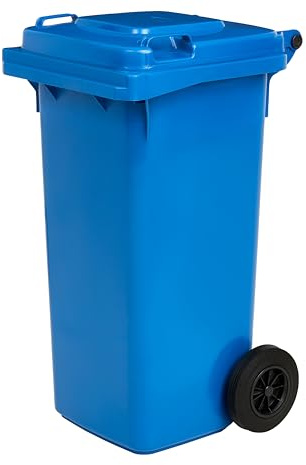 gardivo Mülltonne 120 Liter Abfalltonne Reststofftonne Mülleimer mit 2 geräuschlosen Rädern, Klappdeckel mit zwei Griffen, großer Abfalltonne, stabiler Kunststoff-Mülleimer (Blau)