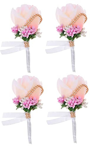 Alipis 4 Stück Korsage Hochzeitsboutonniere Für Männer Ansteckblume Für Brautjungfer Anstecknadel Heiratsblume Im Knopfloch Accessoires Für Männer Rosa Ziemlich Blumen Bräutigam Plastik