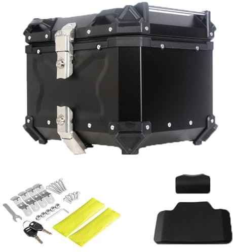Motorradkoffer Rollerkoffer Top Case Universal 45L 55L 65L 80L 100L Motorrad Heckkoffer Für Roller, Mofa & Quad,Helmkoffer Mit Montageplatte(Schwarz,45L)
