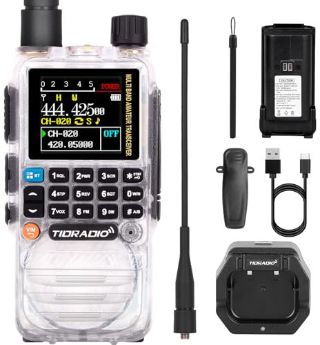 TIDRADIO TD-H3 Ham Radio 5W, Air Band Reception, Type C Wireless Programming USB Rechargeable Long Range Walkie Talkies, Frequency Match,Dual Band Two Way Radio, Amateur Radio - Crytal,1 Pack