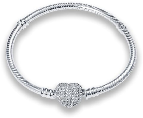 QIKAOLA S925 pulseras de plata de ley para Pandora Charms Momentos Pulseras de cadena de serpiente para las mujeres
