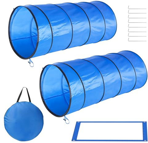 Dog Agility Equipment for Backyard & Indoor Training-Professional Agility tunnel Starter kit-2pack, Dog Training Equipment with Carry Bag