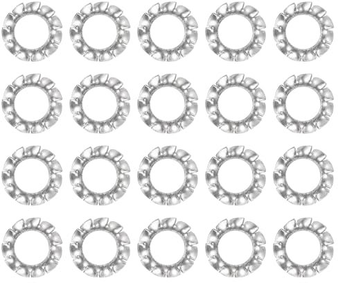 sourcing map M4 100Pcs External Tooth Washers, 304 Stainless Steel Tooth Locking Ring Washers Quick Speed Star Nut Locking Fastener Fastener, Silver