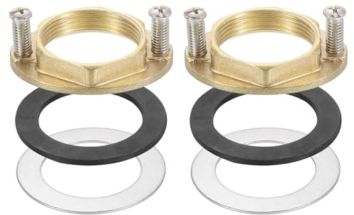 QUARKZMAN 2 Juegos Tuerca de Bloqueo Hexagonal con Rosca Hembra para Cocina | de 1-1/4 31 mm de Latón con Junta, Juego de Herramientas de Fijación de Grifo, Baño Lavabo, (Ovalado)