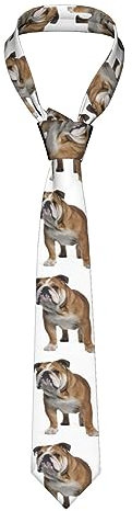 ATOurDealss Herren-Krawatte mit englischem Bulldoggen-Druck, Seide, schmale Krawatte, modische Neuheit Krawatte für Hochzeit, Business, Party, Geschenke, Schwarz, Einheitsgröße, siehe abbildung,