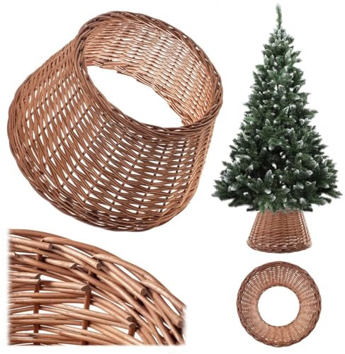KADAX Jupe de sapin de Noël en osier naturel - Fabriquée à la main - Pour support de sapin de Noël - 46,5 cm