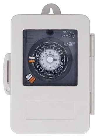 FLEXMAN Interruttore Orario Meccanico 24 Ore, AC250V 30A Temporizzatore Meccanico Resistente Alla Pioggia, Presa Timer Esterno con Intervalli di 15 Minuti per Casa Industriale