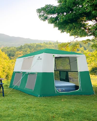 CORANI Aufblasbare Zelte für Camping, tragbares 6/8/10 Personen, aufblasbares Luftzelt, wasserdicht, winddicht, einfach aufzubauen, großes Familienzelt mit 2 Türen, 6 Fenstern, Moskitonutz, 35 x 180 x