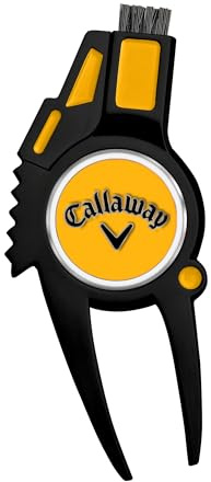 Callaway, 4-in-1, Golf, Pitchgabel, Reparaturwerkzeug, Schwarz/Gelb