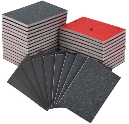 Flintronic 24 Pezzi Spugne Abrasive, Set Spugne Abrasive Grana 180-2500,Blocchi a Umido e a Secco Schiuma per Legno e Metallo, Ringhiere, Lucidatura di Mobili