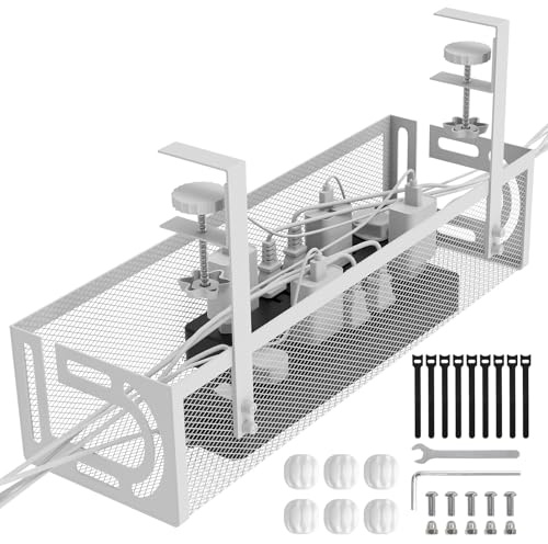 Under Desk Cable Management Tray, 15.4'' No Drill Cable Management
