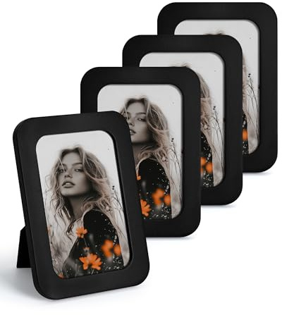 SUMGAR Bilderrahmen 10x15 Schwarz 4er Set mit Runden Ecke Fotorahmen 10 x 15 Wand order Tabelle Geschenk für Familie, Mama, Papa, Oma, Freunde für Ostern, Muttertag, Vatertag, Geburtstag