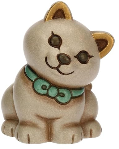THUN - Mini gatto Momi - ceramica - Collezione Giardino di Primavera - 4.8 x 4.8 x 5.9 cm