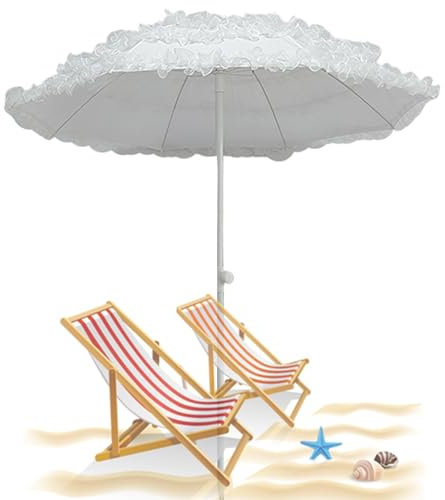Parasol de plage de 1,5 m, grand parasol rond, protection UV, design rétro, tissu polyester durable, parfait pour la plage et le jardin (taille : 140 cm)