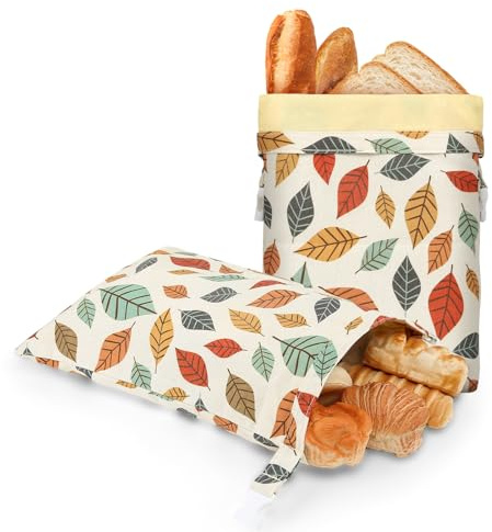 LIFEGOO Reusable Beeswax Bread Bags - 2 Pack Beeswax Bags for Sourdough/Homemade Bread Storage 2-in-1 Linen Cotton Beeswax Bag to Keep Fresh,Sourdough Bread Storage