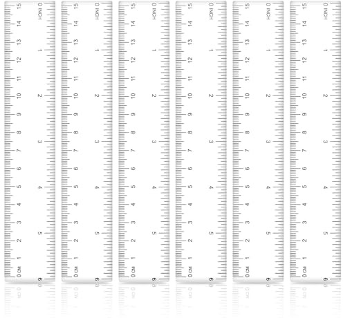 6 Stück Kunststoff Lineal 15 Cm / 6 Inch,Transparentes Lineal,Präzision Lineal mit Metrische&Inch-Skala Ruler, Messwerkzeug für Schule Geprägte Zentimeter Einteilung Zuhause Büro Grundschule