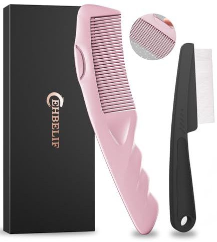 Dandruff Comb 2PC Upgraded Fine Tooth Scalp Detox Comb Lice for Women, Men & Kids Scalp Detoxing, Sweep & Massage Hair Brush Tool with Elegant Box for Hair Care (Pink)